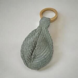 RICKI DESIGNS USA EVENING GRAY BEADED WRIST VINTAGE HANDBAG